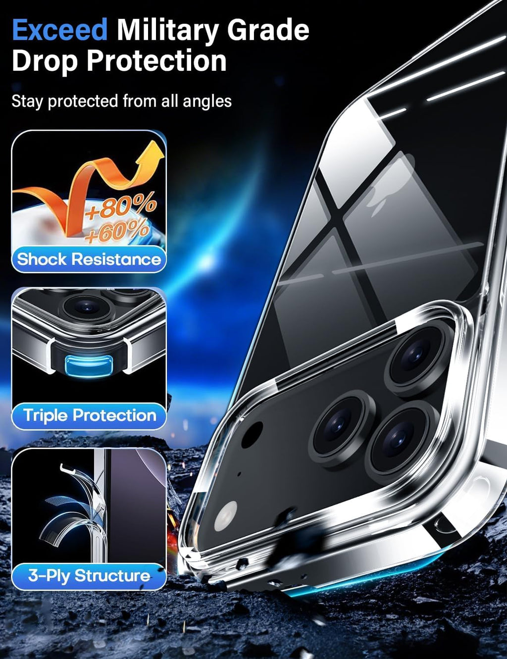 X-Level Space iPhone 17 TPU Clear Case – iPhone 17 Pro Compatibility