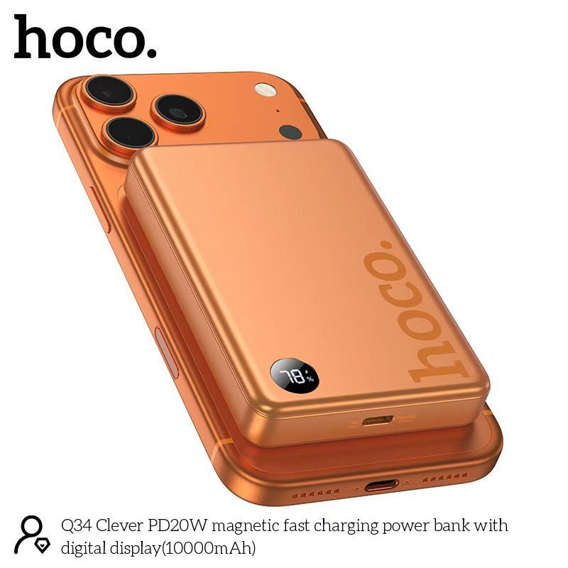 HOCO Q34 Power Bank 10000mAh – Digital Display Showing Battery %