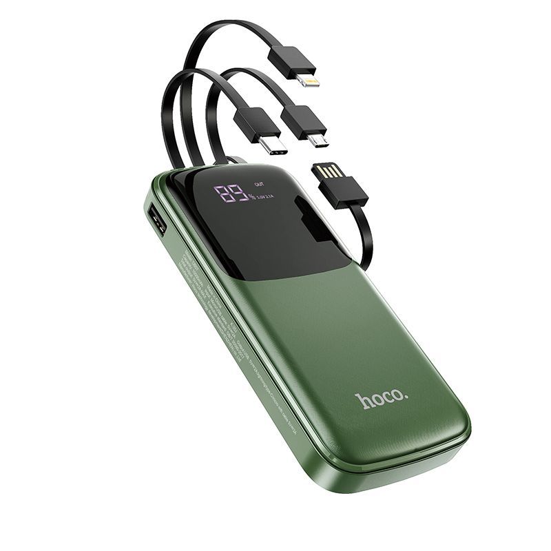 HOCO DB07 10000mAh power bank with four built-in charging cables.
