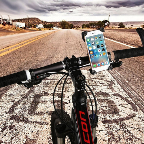 360° phone mount on motorcycle handlebar with phone