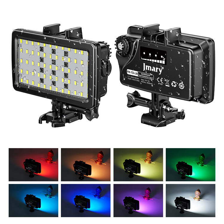 JMARY FM-72RGB Waterproof RGB Video Fill Light – 40m Rated