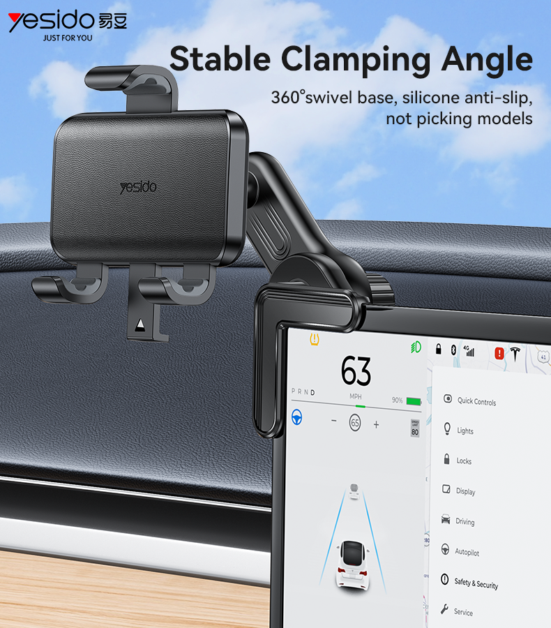 Yesido C250 press clip attached to screen corner