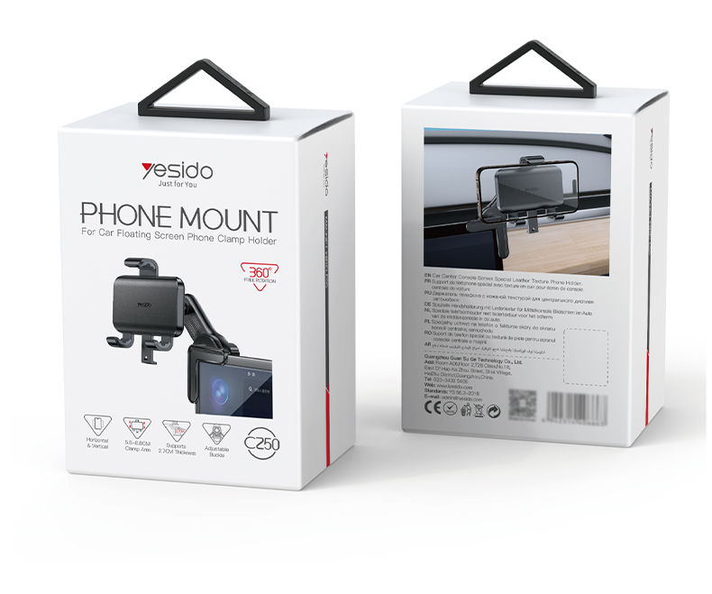 Yesido C250 360 Rotating Screen Snap-on Press Clip Phone Holder