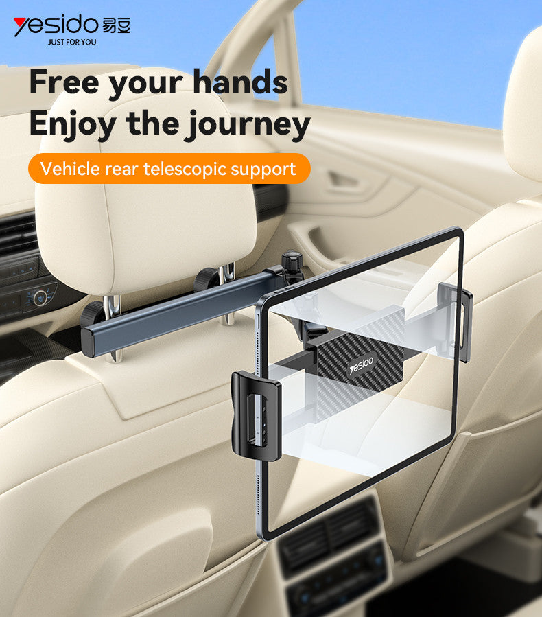 Yesido C294 360° Rotating Headrest Car Phone Holder – Extra Wide Clamp Long Arm Mount