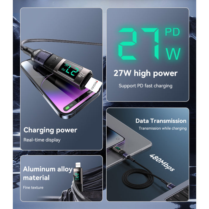 Yesido GS25 27W charging power display readout