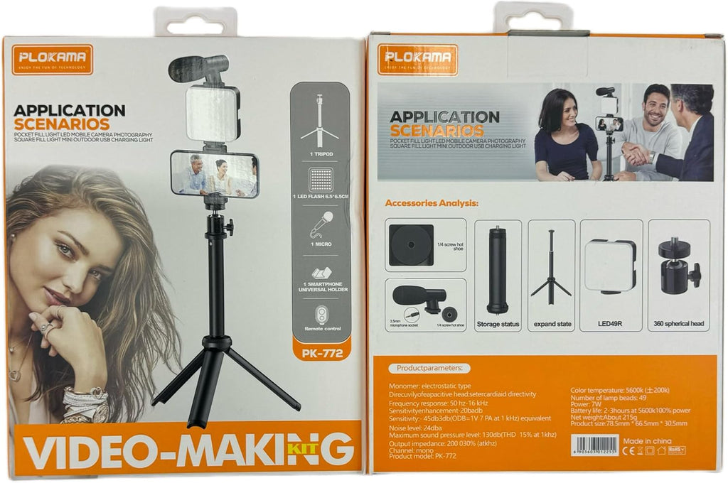 complete phone filming kit with tripod and LED light