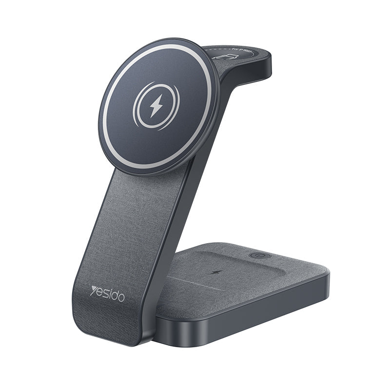 Yesido DS26 3-in-1 Foldable Wireless Charger White – 15W Desktop Stand