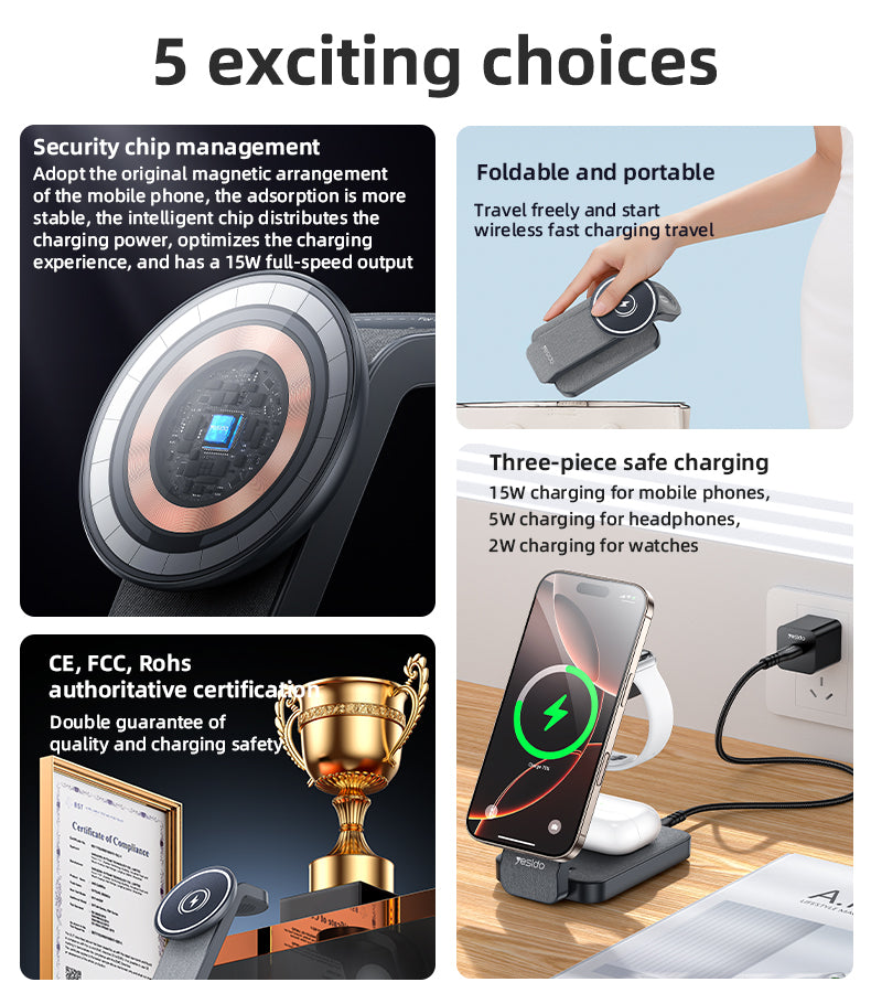 Yesido DS26 Foldable Charging Dock – Folded for Travel