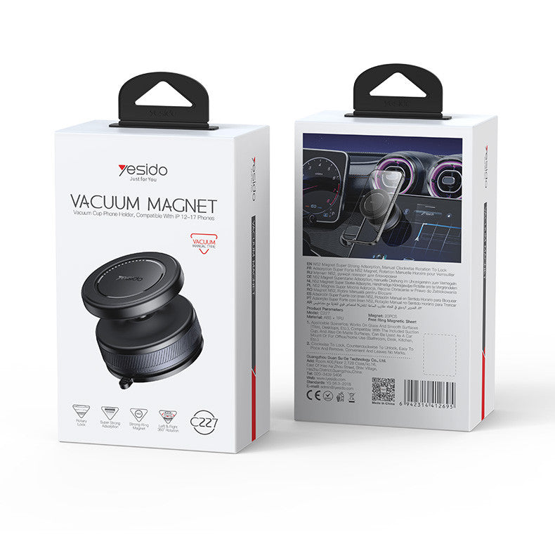 Yesido C227 360° Rotating Magnetic Vacuum Suction Cup Mount – Strong Grip Car Holder