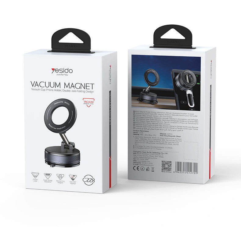 Yesido C228 Vacuum Magnetic Car Phone Holder – Strong Suction | 360° Rotation Short
