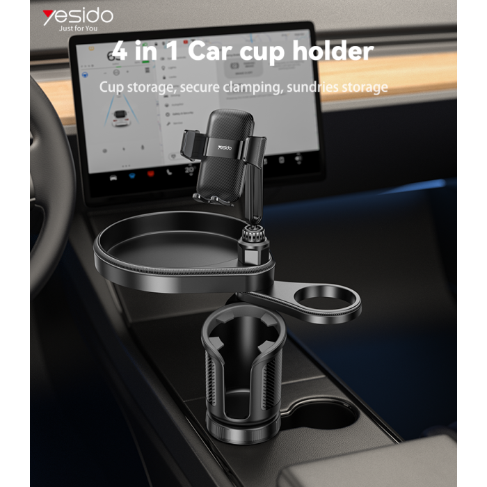 Yesido C274 cup holder mount with phone attached