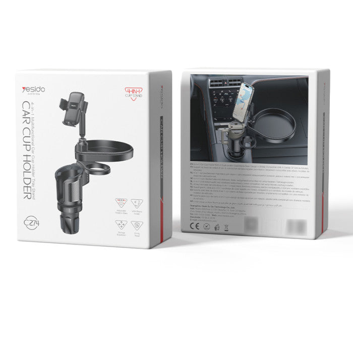 Yesido C274 cup holder mount cup and phone in use