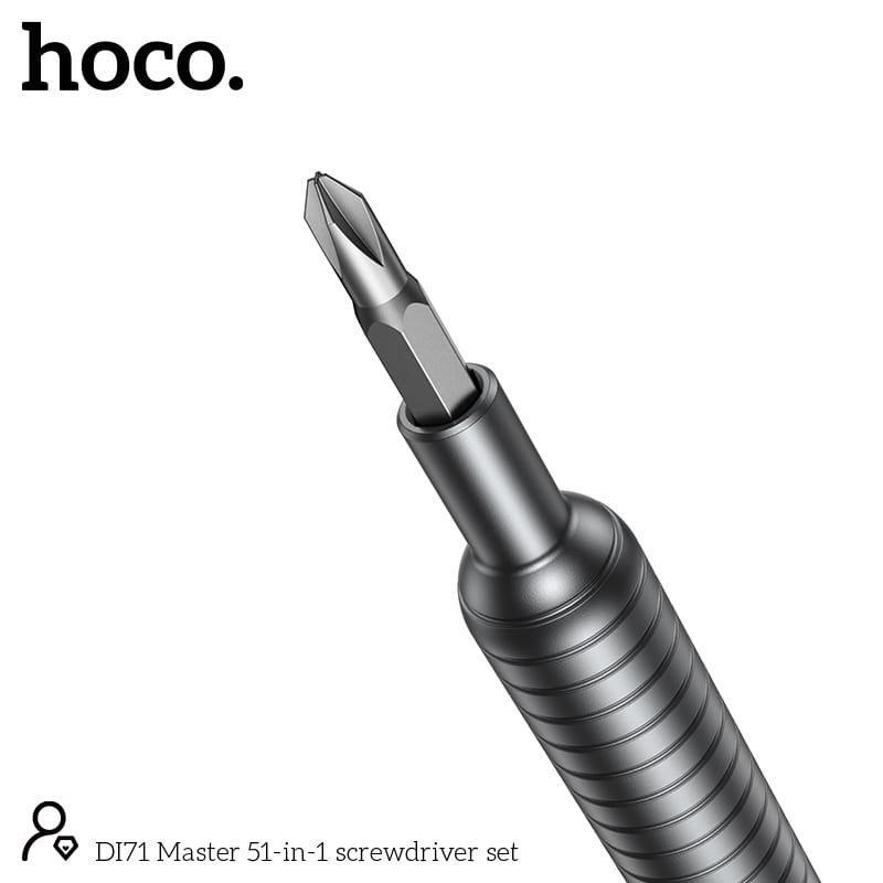 HOCO DI71 screwdriver kit open aluminum case showing all 48 bits