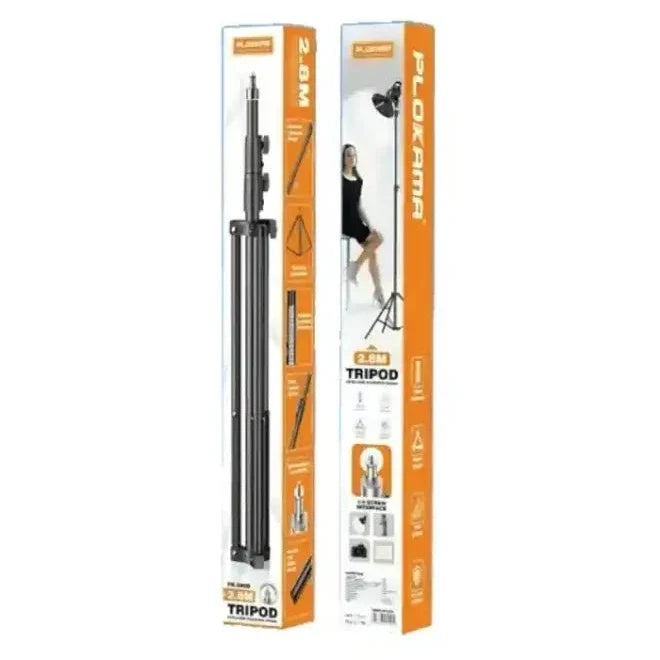 Portable black aluminum light stand for photography setup

