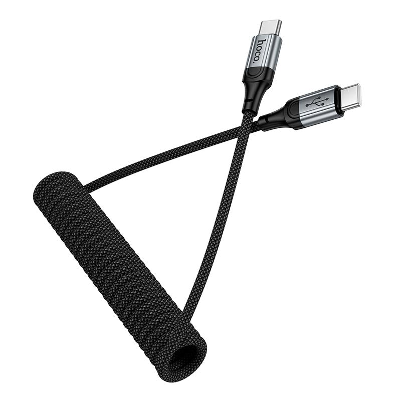 Hoco X121 60W PD cable charging a laptop via USB-C port showing fast charge in use
