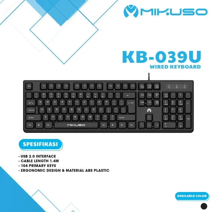 Mikuso KB-039U wired keyboard packaging box