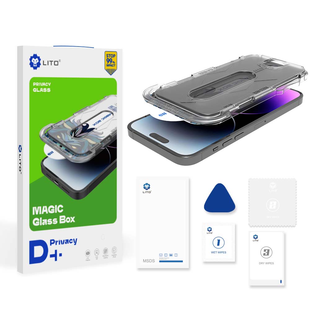 LITO Magic Box D+ privacy glass screen protector front view