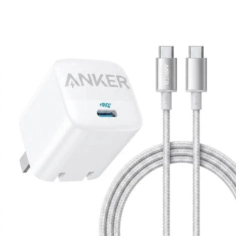 Anker 30W fast charger adapter with USB-C cable in retail packaging
