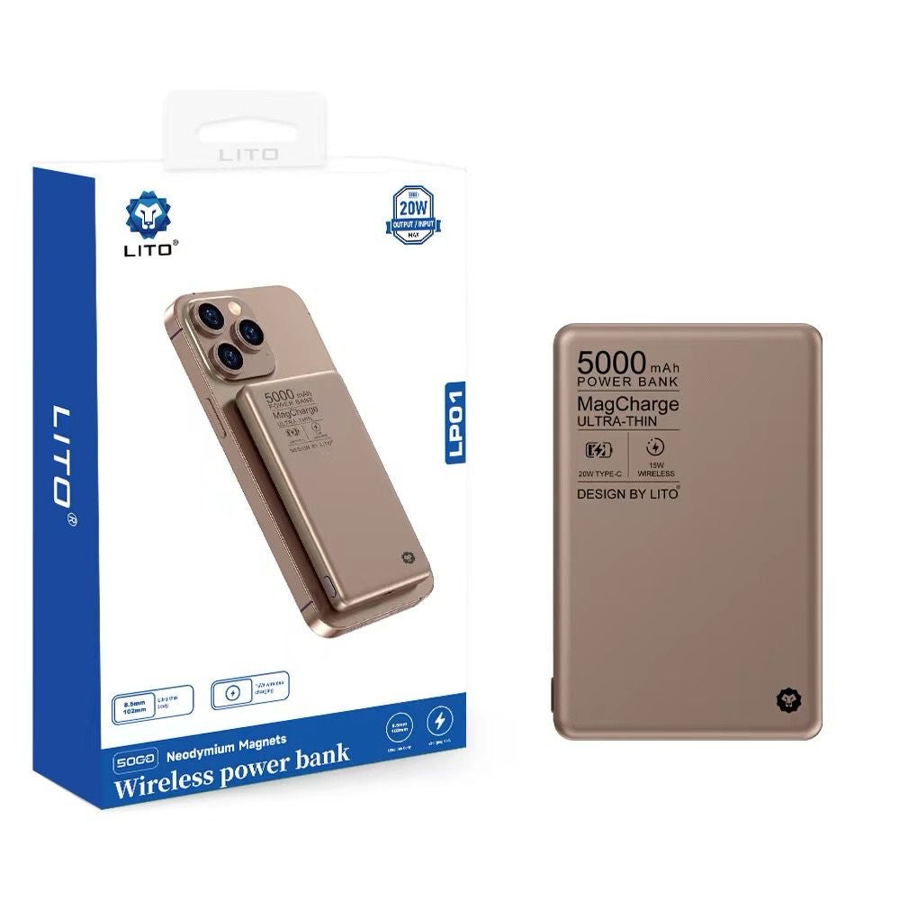 LITO LP01 Ultra Thin MagSafe Power Bank – 5000mAh Fast Charging