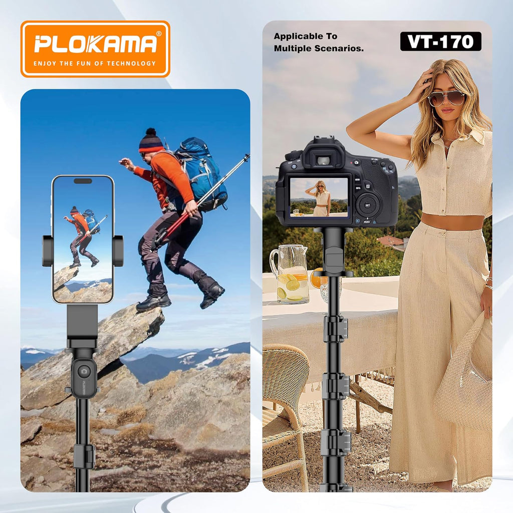 Plokama VT-170 aluminium tripod – multi-stage telescoping legs