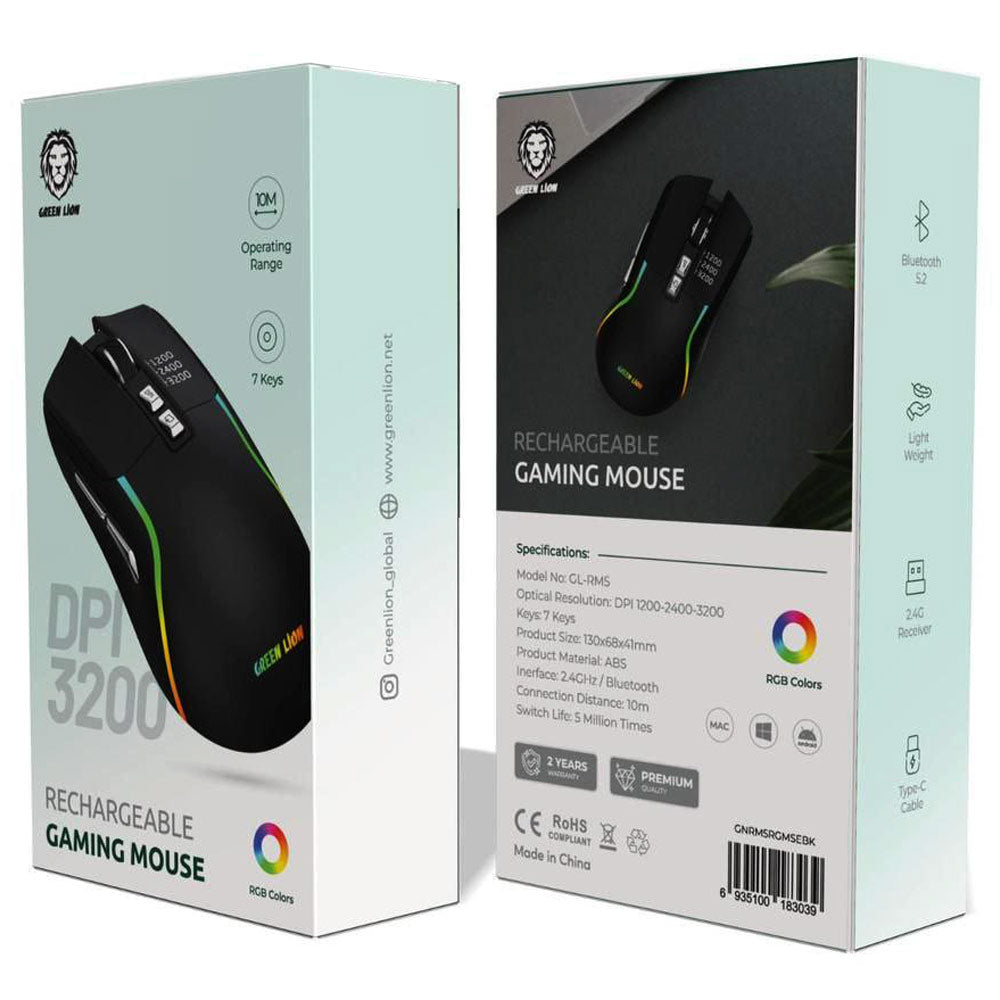 Green Lion gaming mouse RGB lighting effect