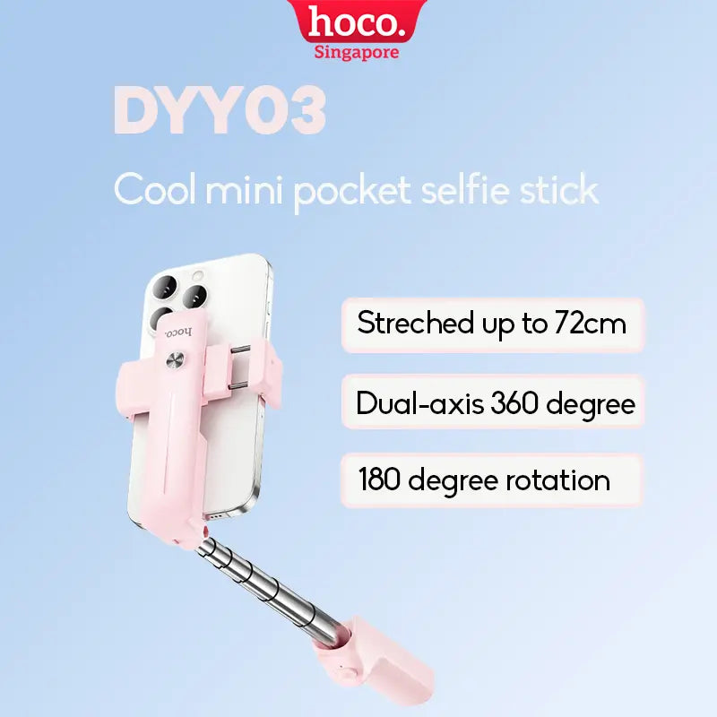 Pink Mini Pocket Selfie Stick 72cm HOCO DYY03