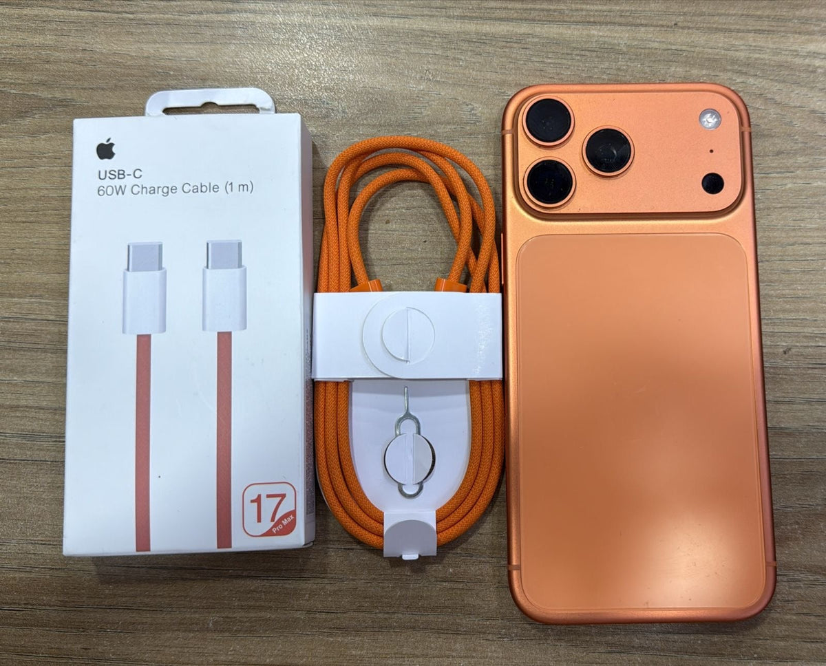 Orange USB-C cable connector ends close-up