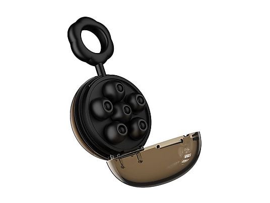 Close-up of HOCO M201 Bluetooth earphones.
