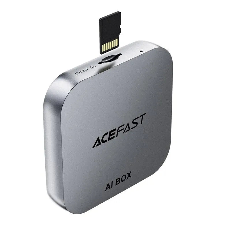 ACEFAST QC2 wireless adapter enabling CarPlay on car screen.
