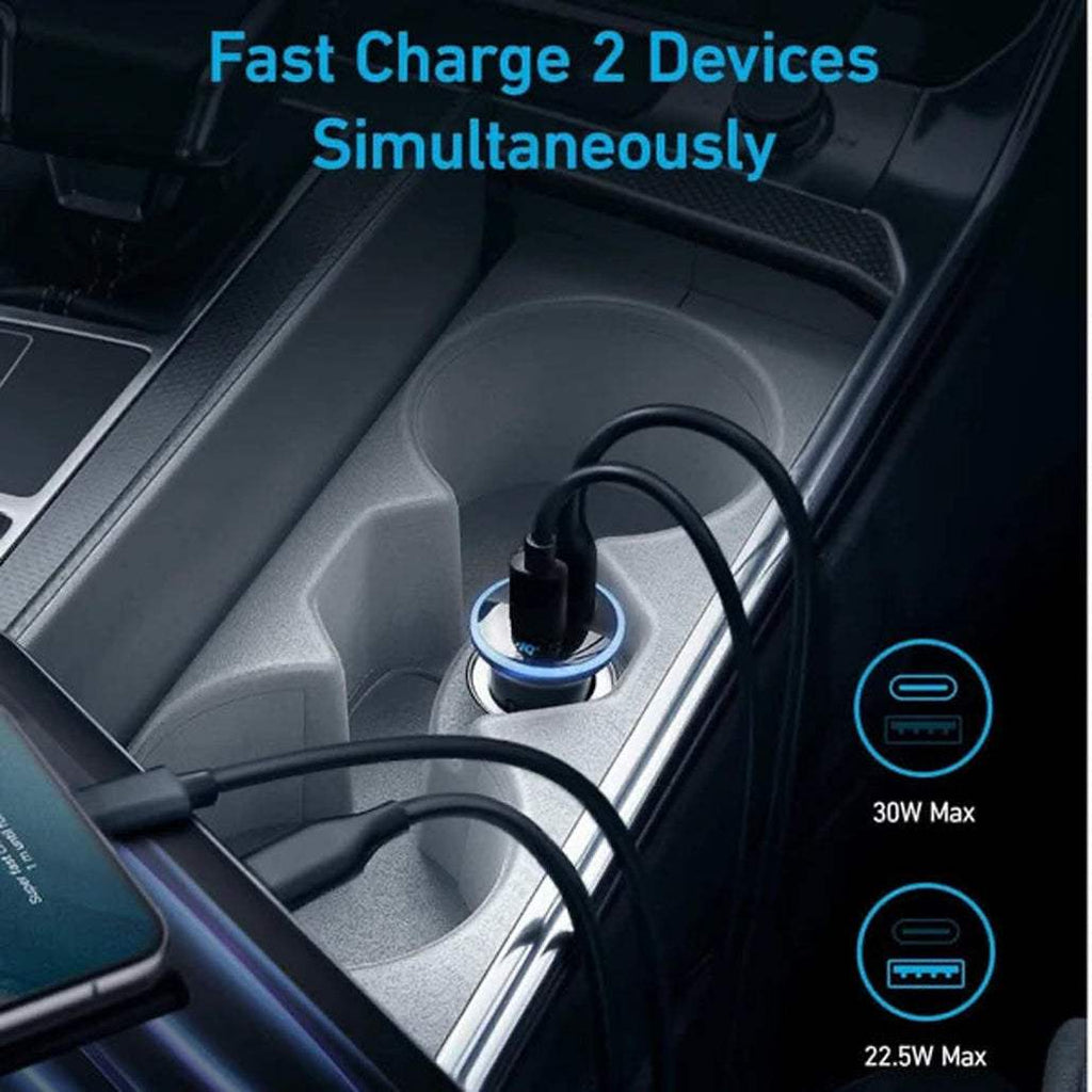 Anker car charger with ActiveShield 2.0 fast charging technology