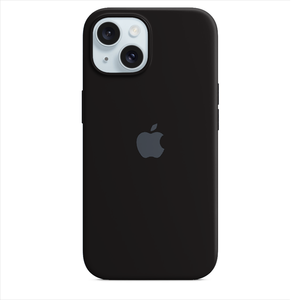 iPhone 15 Plus Silicone Case – Black Microfiber Lined