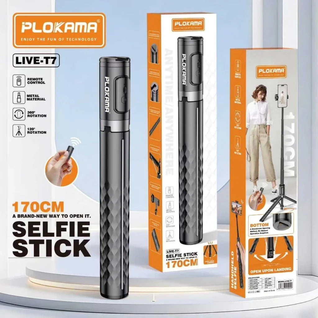 Plokama Live T7 selfie stick tripod – 170cm metal body