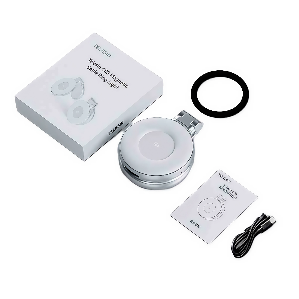 TELESIN C03 Magnetic Selfie Light – Attached to Phone
