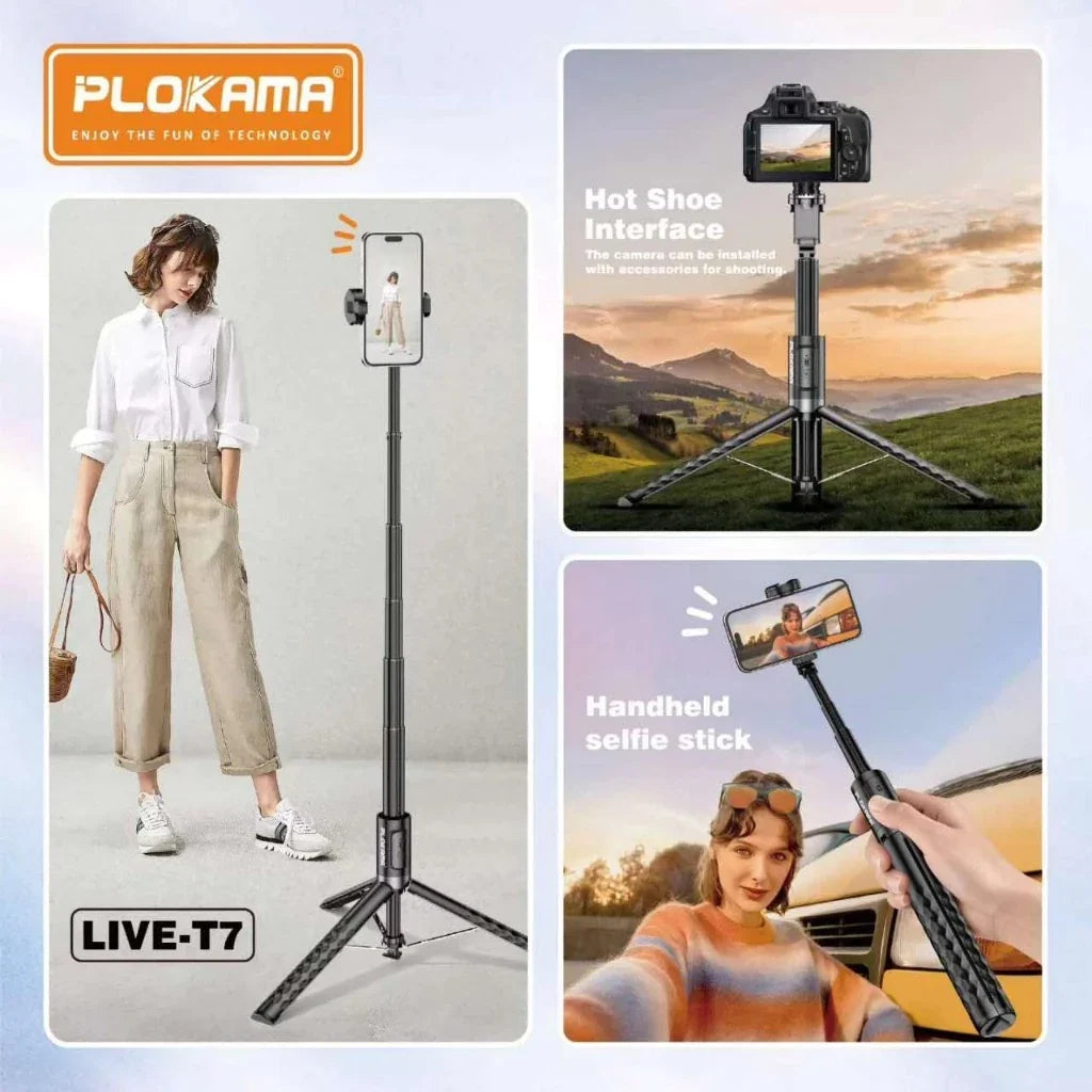 Plokama Live T7 – converts from selfie stick to standing tripod