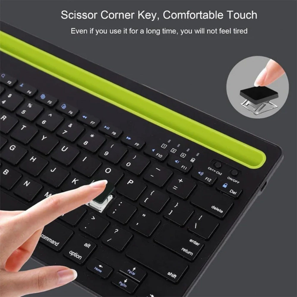 Wireless Coteci 78-key keyboard setup on desk.