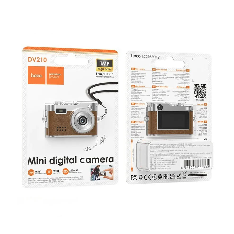 Portable HOCO DV210 1080P mini camera with 32GB storage
