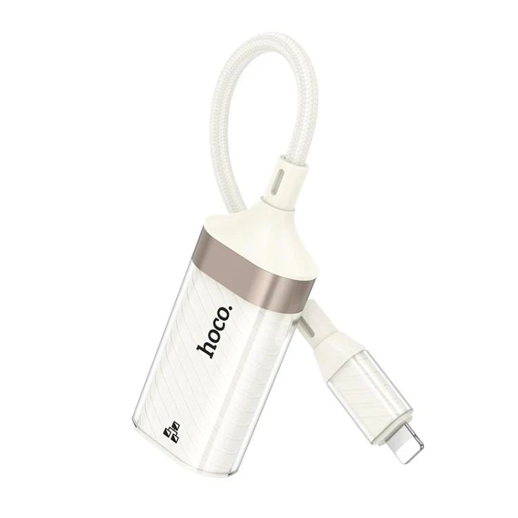 Hoco Crystal Ethernet adapter with Lightning connector and RJ45 port
