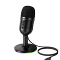 HOCO L25 RGB USB desktop microphone with colorful lighting on stand
