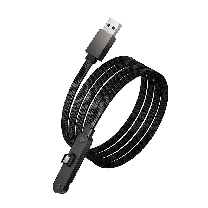 USB-A to USB-C cable with zinc alloy connector and phone bracket
