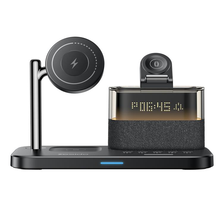 Yesido DS37 6-in-1 Magnetic Wireless Charging Station Black – 25W with Clock