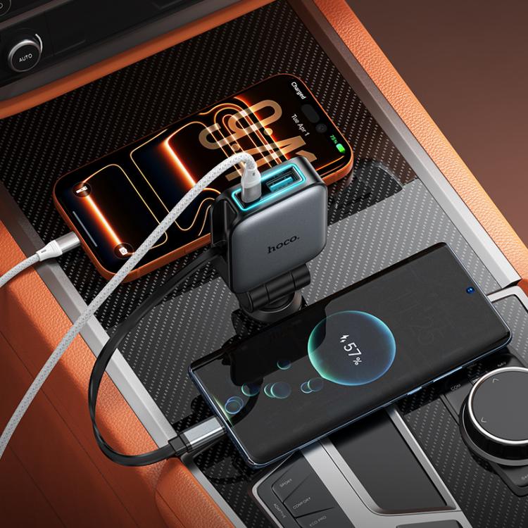 HOCO Z67 Triunfar PD60W car charger with telescopic USB-C cable