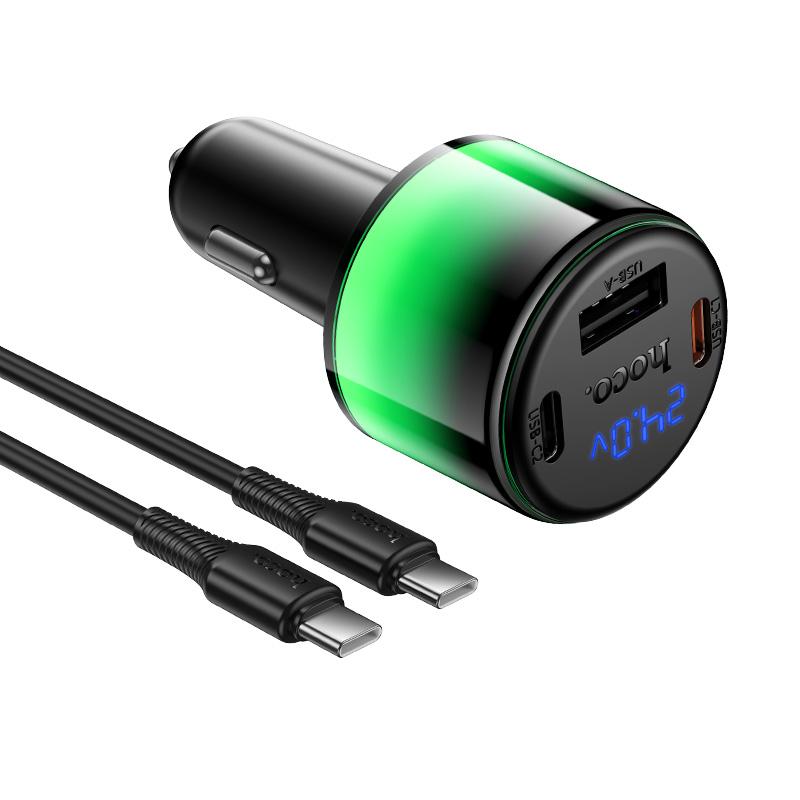 HOCO Z69A 37W car charger set with USB-C cable and digital display