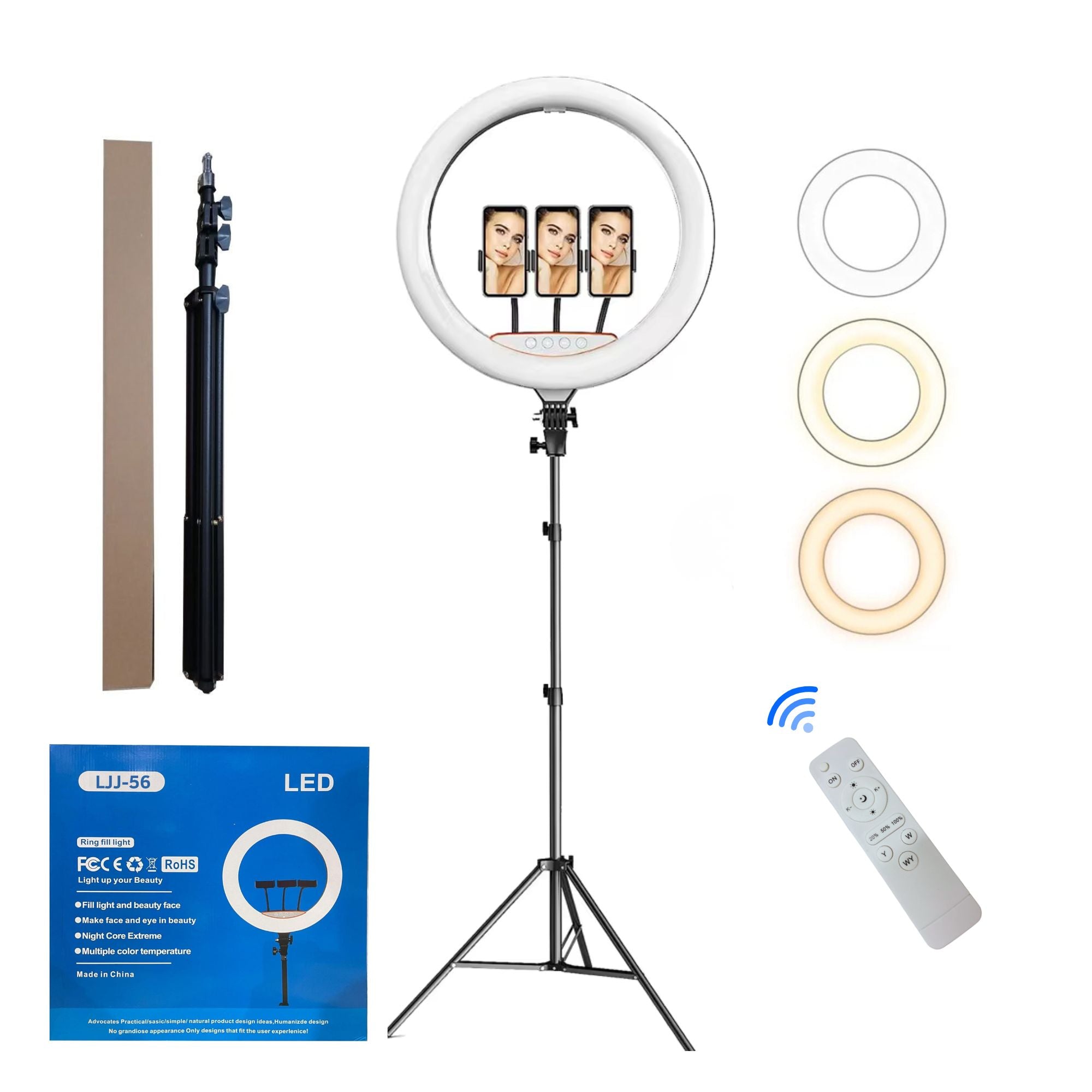 Eson LJJ-56 ring light with 3 phone holders