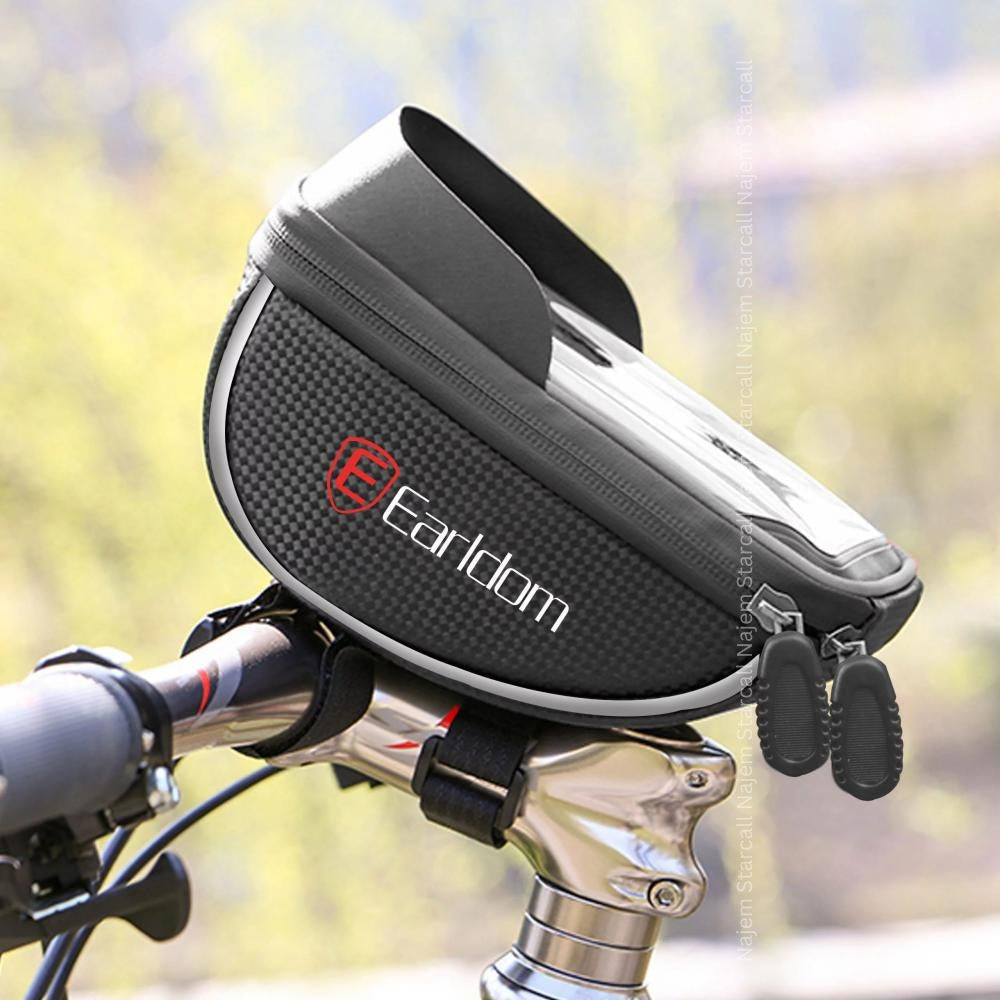 Earldom S8 bicycle motorcycle phone holder with rain shade front view