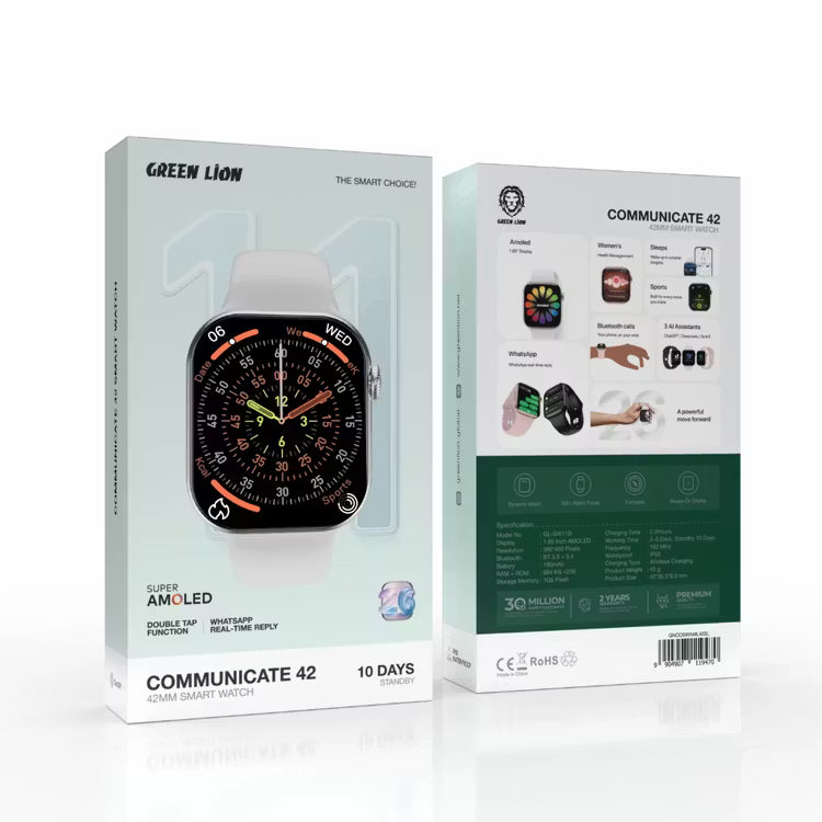 Green Lion Communicate 42 smartwatch AMOLED front view