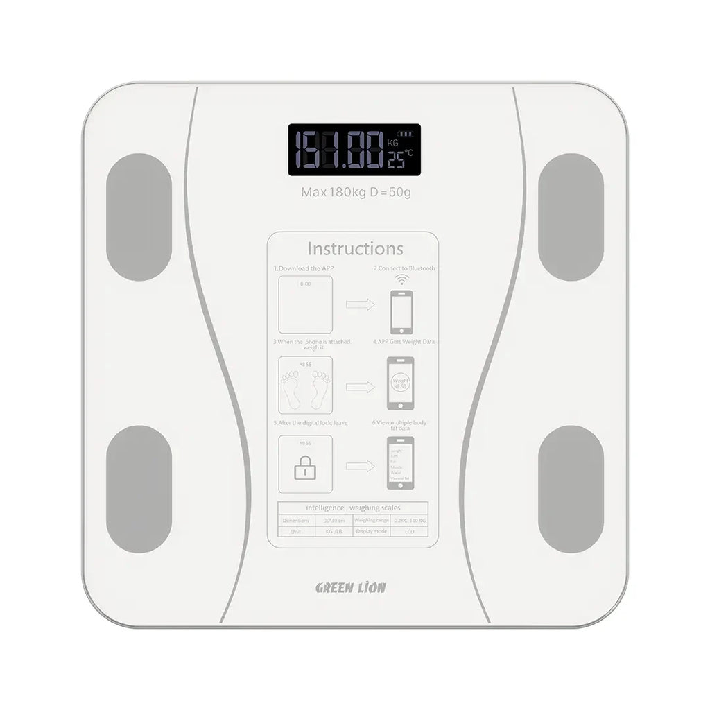 Green Lion GBC-200 Smart Body Scale White – Bluetooth App Sync