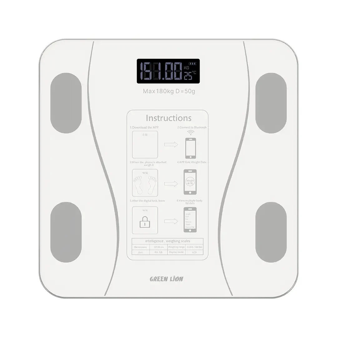 Green Lion GBC-200 Smart Body Scale White – Bluetooth App Sync