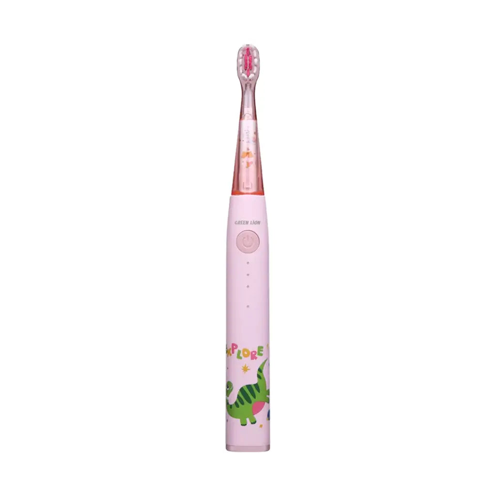 Green Lion children toothbrush with soft bristles and ergonomic handle