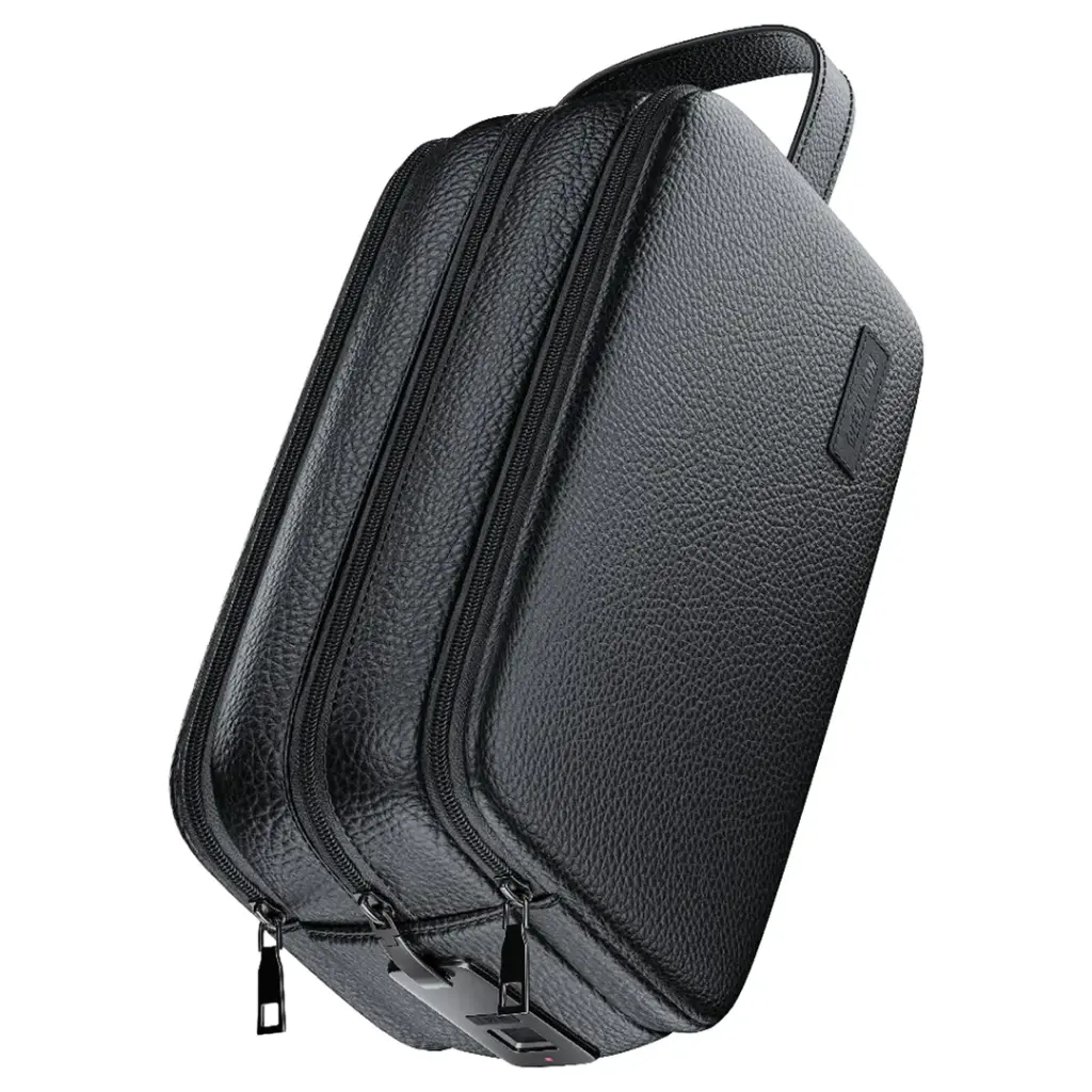 Green Lion Lyon Plus Fingerprint Handbag – Black Leather Front View