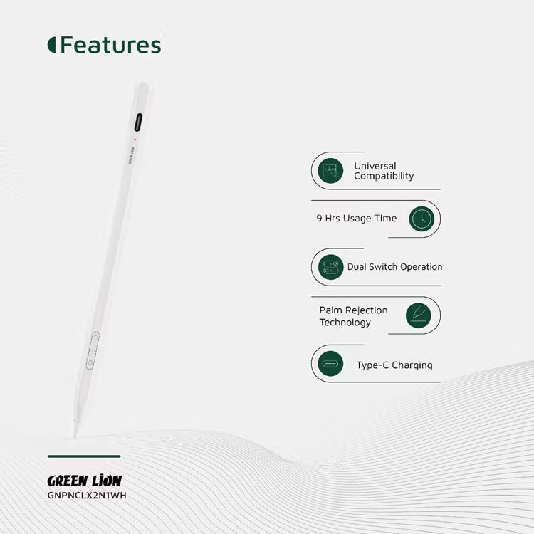 Green Lion Pencil X LED indicator and USB-C charging